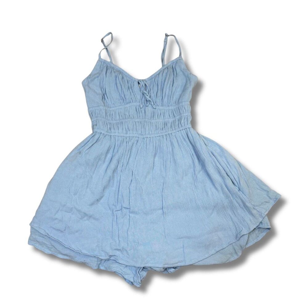 Hollister Tie Front Keyhole Mini Romper - Blue, XS